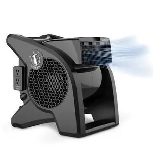 High Velocity Fan, 15", 375 CFM, Professional Utility Pivoting Blower Fan with 3 Speeds, 2 Accessory Outlets, 120V, Black, Model U15617 High Velocity Fan, 15", 375 CFM, Professional Utility Pivoting Blower Fan with 3 Speeds, 2 Accessory Outlets, 120V, Black, Model U15617