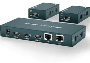 HDMI Extender Splitter 1x2, HD1080P@60Hz & 3D Visual, Extending 165ft (50m) Length Transmission Over CAT5e/CAT6/CAT7 Cable, 2 Channel Transmission with 2 HDMI Loop Out1 HDMI Extender Splitter 1x2, HD1080P@60Hz & 3D Visual, Extending 165ft (50m) Length Transmission Over CAT5e/CAT6/CAT7 Cable, 2 Channel Transmission with 2 HDMI Loop Out1