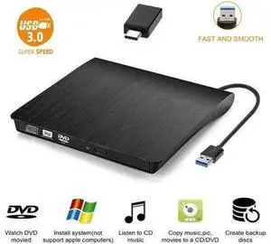 XD001 External DVD Drive USB 3.0/Type-C Slim CD/DVD+/-RW Burner Player USB C Superdrive for MacBook Pro Air Laptop Mac iMac Windows10 PC Desktop(Black) XD001 External DVD Drive USB 3.0/Type-C Slim CD/DVD+/-RW Burner Player USB C Superdrive for MacBook Pro Air Laptop Mac iMac Windows10 PC Desktop(Black)