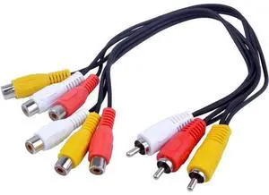 3 RCA Male Jack to 6 RCA Female Plug Splitter Audio Video Av Adapter Cable 12inch 3 RCA Male Jack to 6 RCA Female Plug Splitter Audio Video Av Adapter Cable 12inch