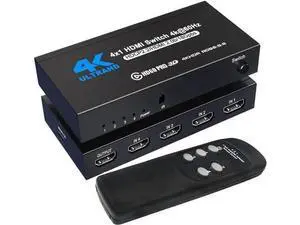 HDMI Switch 4K 60Hz HDMI Splitter- HDMI Switcher Splitter 4 Input 1 Output, Support 4K 3D 1080P for Xbox PS4 Roku HDTV Fire Stick Blu Ray(IR Remote) HDMI Switch 4K 60Hz HDMI Splitter- HDMI Switcher Splitter 4 Input 1 Output, Support 4K 3D 1080P for Xbox PS4 Roku HDTV Fire Stick Blu Ray(IR Remote)