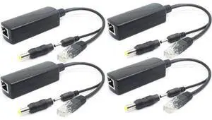 4-Pack 5V PoE Splitter, 48V to 5V 2.4A Adapter, Plug 3.5mm x 1.35mm, 5.5mm x 2.1mm Connector, IEEE 802.3af Compliant, for IP Camera and More 4-Pack 5V PoE Splitter, 48V to 5V 2.4A Adapter, Plug 3.5mm x 1.35mm, 5.5mm x 2.1mm Connector, IEEE 802.3af Compliant, for IP Camera and More