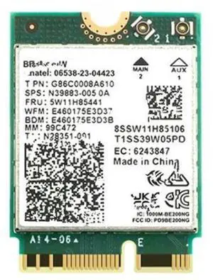FOR WiFi 7 for BE200 Network Card BT5.4 Wifi Card BE200NGW 2.4/5/6GHz 5.8 Gbps M.2 Adapter for PC Laptop FOR WiFi 7 for BE200 Network Card BT5.4 Wifi Card BE200NGW 2.4/5/6GHz 5.8 Gbps M.2 Adapter for PC Laptop