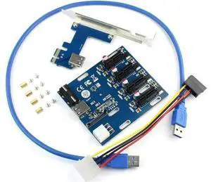 PCIe 1 to 4 PCI Express 1X Slots Riser Card Mini ITX to External 4 PCI-e Slot Adapter PCIe Port Multiplier Card PCIe 1 to 4 PCI Express 1X Slots Riser Card Mini ITX to External 4 PCI-e Slot Adapter PCIe Port Multiplier Card