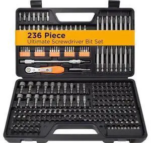 236 Piece Ultimate Screwdriver Bit Set High Grade Carbon Steel Includes Hard-to-Find Security Bits & Micro Bits 236 Piece Ultimate Screwdriver Bit Set High Grade Carbon Steel Includes Hard-to-Find Security Bits & Micro Bits