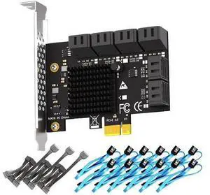 SA3112-C 12-Port PCIe X1 SATA Expansion Card with SATA and Power Cables, Compatible with Windows,Linux,Mac OS,NAS SA3112-C 12-Port PCIe X1 SATA Expansion Card with SATA and Power Cables, Compatible with Windows,Linux,Mac OS,NAS