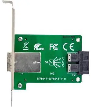Dual Ports Mini SAS HD SFF-8644 To Internal SAS HD SFF-8643 PCBA Female Adapter With Low Profile Bracket Dual Ports Mini SAS HD SFF-8644 To Internal SAS HD SFF-8643 PCBA Female Adapter With Low Profile Bracket