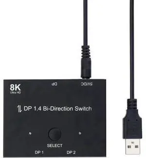 Displayport 1.4 KVM Switch Splitter 8K@30Hz 4K@120Hz 1x2 or 2x1 Bi-direction Switch Splitter DP Converter for Source and Display Displayport 1.4 KVM Switch Splitter 8K@30Hz 4K@120Hz 1x2 or 2x1 Bi-direction Switch Splitter DP Converter for Source and Display