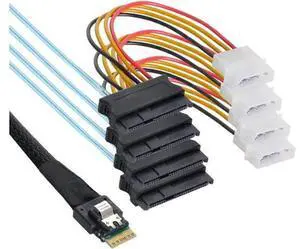 SFF-8654 4i 38pin Slimline SAS 4.0 Host to 4 SAS 29pin SFF-8654 Target Hard Disk Fanout Raid Cable SFF-8654 4i 38pin Slimline SAS 4.0 Host to 4 SAS 29pin SFF-8654 Target Hard Disk Fanout Raid Cable