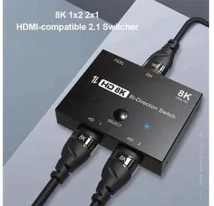 Bi-Direction HDMI-compatible 2.1 Switch Ultra HD 8K@60Hz 4K@120Hz Switcher Splitter With switch button 1x2 2x1 For PS4/PS5 Xiaomi TV Box HDTV Splitter Bi-Direction HDMI-compatible 2.1 Switch Ultra HD 8K@60Hz 4K@120Hz Switcher Splitter With switch button 1x2 2x1 For PS4/PS5 Xiaomi TV Box HDTV Splitter