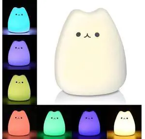 Gemdeck LED Cat Night Light, Battery Powered Silicone Cute Cat Nursery Lights with 7-Color Gemdeck LED Cat Night Light, Battery Powered Silicone Cute Cat Nursery Lights with 7-Color