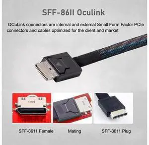 PCI-Express 4.0 Mini SAS HD SFF-8643 to Oculink SFF-8611 SFF-8612 PCBA Female Adapter With Bracket PCI-Express 4.0 Mini SAS HD SFF-8643 to Oculink SFF-8611 SFF-8612 PCBA Female Adapter With Bracket