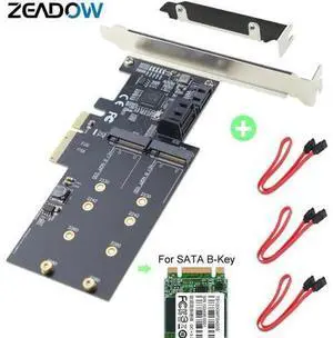 PCI-E 3.0 X4 to 2x M.2 NGFF SATA Based B-Key SSD Plus 3x SATA III Ports 6Gbps Adapter Card For 2.5/3.5 Inch Hard Drives PCI-E 3.0 X4 to 2x M.2 NGFF SATA Based B-Key SSD Plus 3x SATA III Ports 6Gbps Adapter Card For 2.5/3.5 Inch Hard Drives
