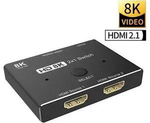 HD Switcher 8K@60Hz 4K@120Hz HDMI-Compatible 2.1 Switch 2x1 Adapter 2 sources to 1 display Converter for PS4/PS5 Xiaomi TV Box HDTV Splitter HD Switcher 8K@60Hz 4K@120Hz HDMI-Compatible 2.1 Switch 2x1 Adapter 2 sources to 1 display Converter for PS4/PS5 Xiaomi TV Box HDTV Splitter
