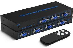 4X3 VGA Splitter Switcher, 4 VGA in 3 Out VGA Duplication Screen Support 1920x1440 HD Video Splitter for 4 Devices to 3 Monitors Duplicator Display 4X3 VGA Splitter Switcher, 4 VGA in 3 Out VGA Duplication Screen Support 1920x1440 HD Video Splitter for 4 Devices to 3 Monitors Duplicator Display