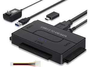 SATA/IDE to USB 3.0 Adapter, Hard Drive Reader Adapter Ultra Recovery Converter for 2.5" 3.5" HDD/SSD, USB to SATA/IDE with 12V Power Adapter SATA/IDE to USB 3.0 Adapter, Hard Drive Reader Adapter Ultra Recovery Converter for 2.5" 3.5" HDD/SSD, USB to SATA/IDE with 12V Power Adapter