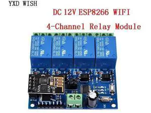 DC 12V 4 Channel Wifi Relay Module ESP8266 ESP-01 12 V Relays Module Remote Control Switch For Smart Home IOT Transmission Phone DC 12V 4 Channel Wifi Relay Module ESP8266 ESP-01 12 V Relays Module Remote Control Switch For Smart Home IOT Transmission Phone
