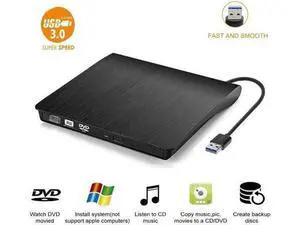 External DVD Drive USB3.0 Portable CD DVD +/-RW Optical Drive Burner Writer, High Speed Data Transfer External USB Optical Drives for Laptop/MacBook/Desktop (Black) External DVD Drive USB3.0 Portable CD DVD +/-RW Optical Drive Burner Writer, High Speed Data Transfer External USB Optical Drives for Laptop/MacBook/Desktop (Black)