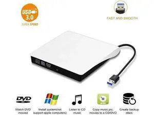 External DVD Drive USB3.0 Portable CD DVD +/-RW Optical Drive Burner Writer, High Speed Data Transfer External USB Optical Drives for Laptop/MacBook/Desktop (White) External DVD Drive USB3.0 Portable CD DVD +/-RW Optical Drive Burner Writer, High Speed Data Transfer External USB Optical Drives for Laptop/MacBook/Desktop (White)
