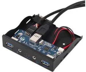 3.5" Front Panel Floppy Bay 2 Ports USB 3.0 Hub With 1x HD Audio Output 1x Microphone Input 1x USB 3.1 Type C For Desktop PC 3.5" Front Panel Floppy Bay 2 Ports USB 3.0 Hub With 1x HD Audio Output 1x Microphone Input 1x USB 3.1 Type C For Desktop PC