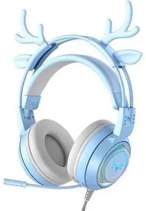 Gemdeck Wired Headphones Cute Antler Bluetooth Foldable Headphones Gift Blue Gemdeck Wired Headphones Cute Antler Bluetooth Foldable Headphones Gift Blue