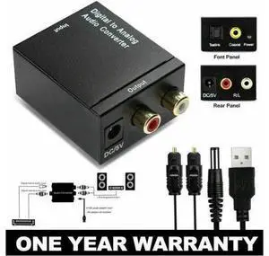 3.5mm Digital to Analog Audio Converter Adapter W/ Fiber Cable RCA Out optical 3.5mm Digital to Analog Audio Converter Adapter W/ Fiber Cable RCA Out optical