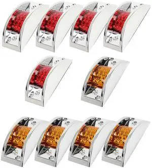 10x Chrome Armored Trailer Side Marker Light 12 Led Amber/Red Rectangular Clearance Light for Freightliner Untility Boat Cargo Trailer Truck Trailers, Golf Cart, Amber/Red 10x Chrome Armored Trailer Side Marker Light 12 Led Amber/Red Rectangular Clearance Light for Freightliner Untility Boat Cargo Trailer Truck Trailers, Golf Cart, Amber/Red