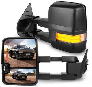 Tow Mirrors Compatible with for 2007-2014 For Chevy Silverado For GMC Sierra Pickup Truck Power Adjusted Heated LED Turn Signal Running Width Light Black Towing Mirrors LH RH Tow Mirrors Compatible with for 2007-2014 For Chevy Silverado For GMC Sierra Pickup Truck Power Adjusted Heated LED Turn Signal Running Width Light Black Towing Mirrors LH RH