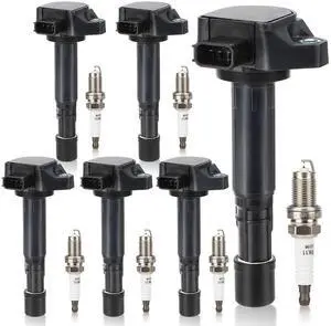 UF400 Ignition Coil & 9807B-5517W Double Iridium Spark Plug 6PCS for Acura 01-05 EL, 01-09 MDX/Honda 01-05 Civic, 03-08 Pilot, 06-08 Ridgeline/04-07 Saturn Vue Replaces# UF512 C1460 UF400 Ignition Coil & 9807B-5517W Double Iridium Spark Plug 6PCS for Acura 01-05 EL, 01-09 MDX/Honda 01-05 Civic, 03-08 Pilot, 06-08 Ridgeline/04-07 Saturn Vue Replaces# UF512 C1460