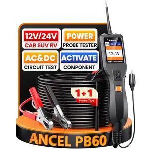 PB60 Automotive Power Circuit Probe Tester 12-24V, All-in-One Electrical Diagnostic Tool with Component Activation, Short Finder, Digital Multimeter Ohmmeter Functions for Cars Trucks RVs PB60 Automotive Power Circuit Probe Tester 12-24V, All-in-One Electrical Diagnostic Tool with Component Activation, Short Finder, Digital Multimeter Ohmmeter Functions for Cars Trucks RVs