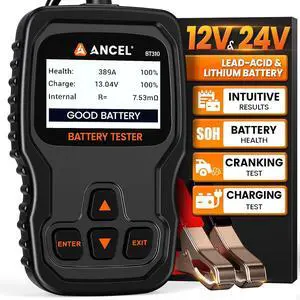 BT310 12V 24V Car Battery Tester, Lead-Acid & Lithium Battery Load Tester for 100-2000 CCA, Test Automotive Battery Health, Cranking & Charging System for Car Truck Motorcycle RV ATV Boat & More BT310 12V 24V Car Battery Tester, Lead-Acid & Lithium Battery Load Tester for 100-2000 CCA, Test Automotive Battery Health, Cranking & Charging System for Car Truck Motorcycle RV ATV Boat & More