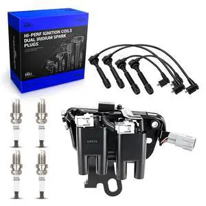 UF419 Ignition Coil & 4503 Double Iridium Spark Plug & 27501-23B70 Spark Plug Wire Set for 03-09 Hyundai Elantra/03-08 Tiburon/05-09 Tucson, 2005-2009 Kia Spectra/Spectra5, 05-07 Sportage L4 2.0L Only UF419 Ignition Coil & 4503 Double Iridium Spark Plug & 27501-23B70 Spark Plug Wire Set for 03-09 Hyundai Elantra/03-08 Tiburon/05-09 Tucson, 2005-2009 Kia Spectra/Spectra5, 05-07 Sportage L4 2.0L Only