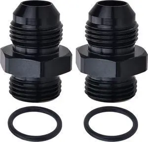 6AN Flare to 6AN ORB Male Fuel Rail Adapter Fitting Black 2Pcs 6AN Flare to 6AN ORB Male Fuel Rail Adapter Fitting Black 2Pcs