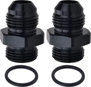 8AN Flare to 8AN ORB Male Fuel Rail Adapter Fitting Black 2Pcs 8AN Flare to 8AN ORB Male Fuel Rail Adapter Fitting Black 2Pcs