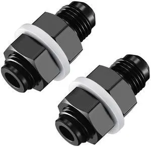 Male 10AN Bulkhead Fuel Cell Fitting Adapter Straight Aluminum 2 pcs Male 10AN Bulkhead Fuel Cell Fitting Adapter Straight Aluminum 2 pcs