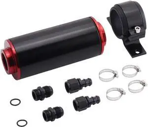10AN Inline Fuel Filter Kit with Bulkhead Adapters, Push Lock Fittings and Fuel Filter Mounting Bracket for 5/8 Fuel Line Hose, Great for Gasoline, E85 Ethanol Fuel and Diesel 10AN Inline Fuel Filter Kit with Bulkhead Adapters, Push Lock Fittings and Fuel Filter Mounting Bracket for 5/8 Fuel Line Hose, Great for Gasoline, E85 Ethanol Fuel and Diesel