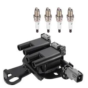 1 Ignition Coil & 4 Spark Plugs - for Hyundai Elantra, Tucson, for Kia Spectra, Sportage 2.0L L4 2003-2020 - Repl UF419/27301-23700 1 Ignition Coil & 4 Spark Plugs - for Hyundai Elantra, Tucson, for Kia Spectra, Sportage 2.0L L4 2003-2020 - Repl UF419/27301-23700