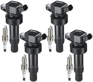 4 Ignition Coils Pack+4 Spark Plug Kit Fix Misfires for Hyundai Accent/Veloster & Kia Rio/Soul (1.6L L4) Repl. UF652/27301-2B100/93815 4 Ignition Coils Pack+4 Spark Plug Kit Fix Misfires for Hyundai Accent/Veloster & Kia Rio/Soul (1.6L L4) Repl. UF652/27301-2B100/93815