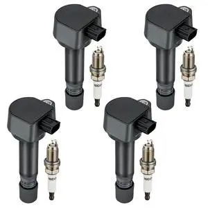 4 Ignition Coils UF582 + 4 Iridium Spark Plugs IZFR6K11S for Hond | Fits 1.8L 06-11: Civic. OE:UF-582,30520RNAA01,C1580,DQ50132,5C1637,9812. Stronger Spark,Smoother Engine Performance. 4 Ignition Coils UF582 + 4 Iridium Spark Plugs IZFR6K11S for Hond | Fits 1.8L 06-11: Civic. OE:UF-582,30520RNAA01,C1580,DQ50132,5C1637,9812. Stronger Spark,Smoother Engine Performance.