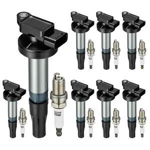 Ignition Coil UF519 & Spark Plug BKR5EGP Kit For Jaguar S-Type/XJ8/XJR/XK/XKR/XF/Super V8 & Land Rover LR3/Range Rover/Range Rover Sport 4.2L/4.4L V8 Replaces C1427(8 Coils & 8 Plugs) Ignition Coil UF519 & Spark Plug BKR5EGP Kit For Jaguar S-Type/XJ8/XJR/XK/XKR/XF/Super V8 & Land Rover LR3/Range Rover/Range Rover Sport 4.2L/4.4L V8 Replaces C1427(8 Coils & 8 Plugs)