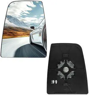 Driver Left Side Upper Rearview Convex Heated Mirror Glass Compatible With Ford Transit T150 T250 T350 2015-2022, Driver Left Side Rear View Mirror with Rear Holder Replaces CK4Z17K707B Driver Left Side Upper Rearview Convex Heated Mirror Glass Compatible With Ford Transit T150 T250 T350 2015-2022, Driver Left Side Rear View Mirror with Rear Holder Replaces CK4Z17K707B