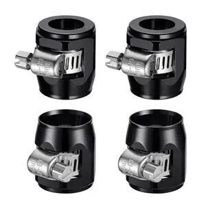 Flexible Rubber Pipe Clamps - 6AN Hose Finisher Clamp with Screw Band for 3/8 Fuel Line, 4Pcs/Pack Black Hose Connectors, Great for Fuel/Oil/Diesel/Gas/Air and Water Tube Flexible Rubber Pipe Clamps - 6AN Hose Finisher Clamp with Screw Band for 3/8 Fuel Line, 4Pcs/Pack Black Hose Connectors, Great for Fuel/Oil/Diesel/Gas/Air and Water Tube