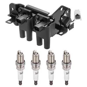 Ignition Coil UF424 & Spark Plug 7090 Kit For Hyundai Accent 2001-2005 1.6L L4 Replaces 27301-26600 (1 Coil & 4 Plugs) Ignition Coil UF424 & Spark Plug 7090 Kit For Hyundai Accent 2001-2005 1.6L L4 Replaces 27301-26600 (1 Coil & 4 Plugs)