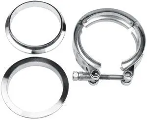 2.5" Universal Stainless Steel V Band Clamp Flat Flange Kit Assembly 2.5" Universal Stainless Steel V Band Clamp Flat Flange Kit Assembly