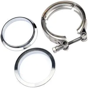 3.0" Universal Stainless Steel V Band Clamp Flat Flange Kit Assembly 3.0" Universal Stainless Steel V Band Clamp Flat Flange Kit Assembly