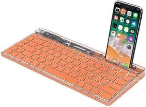 JOMAA Wireless BT Transparent Keyboard Silent Rechargeable High Appearance Office Computer Keyboard Suitable for Laptop, Desktop, Tablet, Phone (Orange) JOMAA Wireless BT Transparent Keyboard Silent Rechargeable High Appearance Office Computer Keyboard Suitable for Laptop, Desktop, Tablet, Phone (Orange)