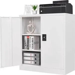 Metal Storage Cabinets with Lock Door,2 Adjustable Shelves Organizer Steel Storage Cabinets for Home,Office,Warehouse,Garage,Employee Lockers(White) Metal Storage Cabinets with Lock Door,2 Adjustable Shelves Organizer Steel Storage Cabinets for Home,Office,Warehouse,Garage,Employee Lockers(White)