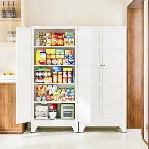 71" H Metal Storage Cabinet with 2 Doors and 4 Shelves,Tall Kitchen Pantry Cabinets,Utility Pantry Organizers for Cupboard/Dining/Bathroom/Home Office/Garage (White, 71" H x 16" D x 32" W) 71" H Metal Storage Cabinet with 2 Doors and 4 Shelves,Tall Kitchen Pantry Cabinets,Utility Pantry Organizers for Cupboard/Dining/Bathroom/Home Office/Garage (White, 71" H x 16" D x 32" W)