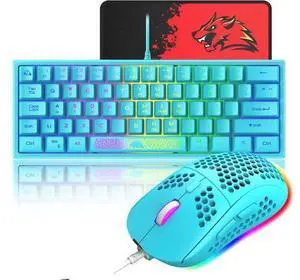 60% Gaming Keyboard and Mouse Combo Samll Mini RGB Backlight Mechanical Feeling and Honeycomb Optical Mouse, Mouse pad for Gamers and Typists 60% Gaming Keyboard and Mouse Combo Samll Mini RGB Backlight Mechanical Feeling and Honeycomb Optical Mouse, Mouse pad for Gamers and Typists