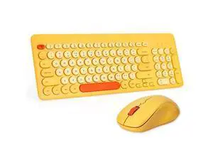 Arcwares Wireless Keyboard and Mouse Combo, Sweet Yellow Cute Keyboard, 2.4G USB Ergonomic Full-Sized Mute Keyboard for Computer, Laptop, PC Desktops, Mac Arcwares Wireless Keyboard and Mouse Combo, Sweet Yellow Cute Keyboard, 2.4G USB Ergonomic Full-Sized Mute Keyboard for Computer, Laptop, PC Desktops, Mac